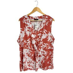 Alfani women's Printed Twist Front Sleeveless Top In Rose dust size 2X